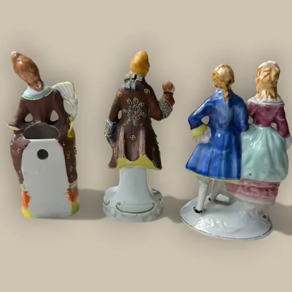 Lot of 3 Colonial Victorian Figurine Japan Vintage Woman Man 5” Wall Pocket - Picture 5 of 7